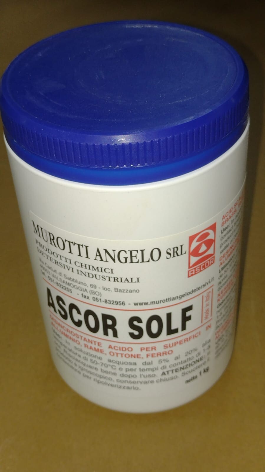 DISINCROSTANTE ACIDO ALLUMINIO RAME OTTONE FERRO ASCOR SOLF 1kg USO PROFESSIONAL