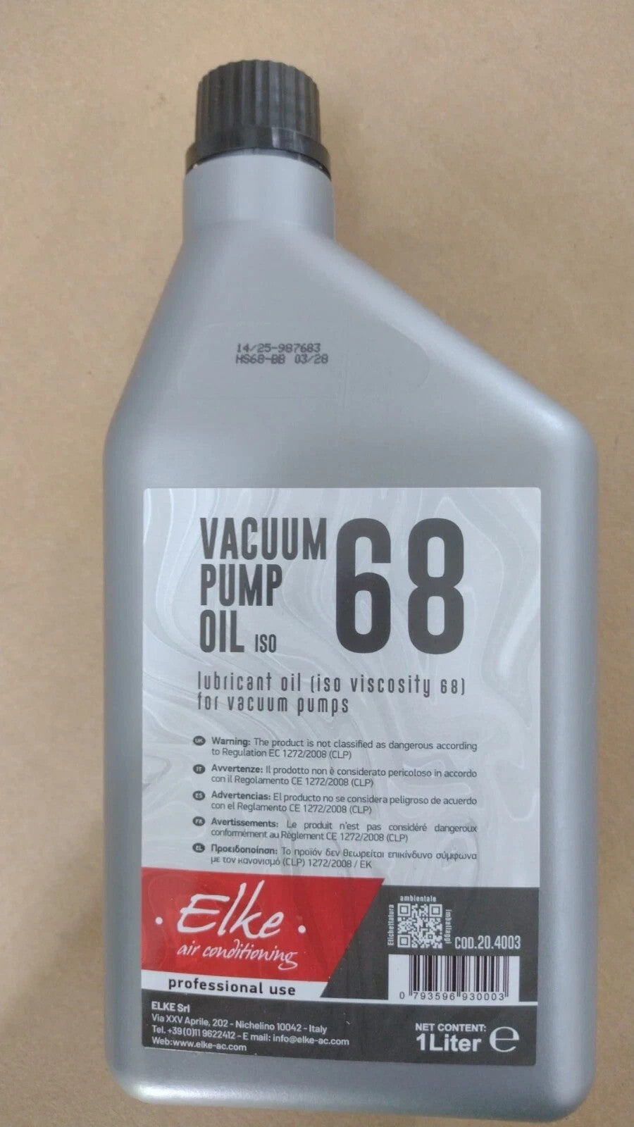 OLIO PER POMPA DI VUOTO ELKE 1 LITRO