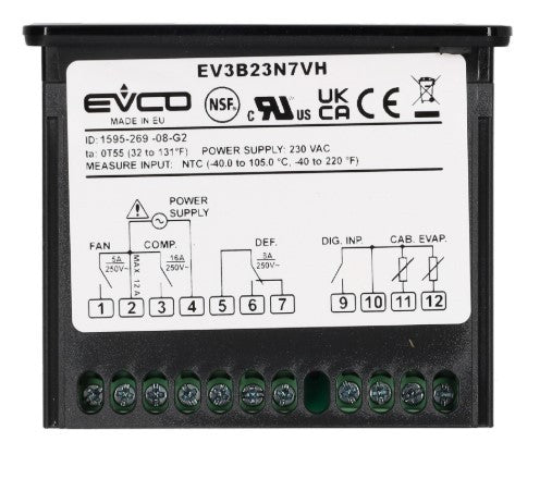 EVCO TERMOSTATO DIGITALE EV3B23N7VH 230V EVCO