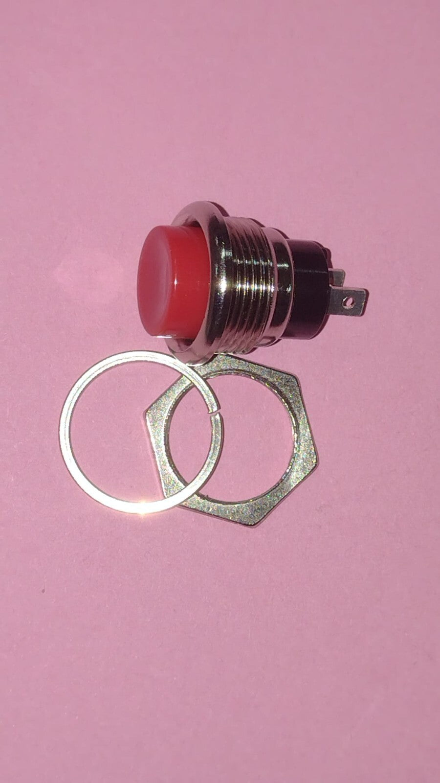 Pulsante N.A. Contatti a Saldare 3A-125V Rosso NAP/57R-C Pulsante Citofoni ⌀16mm
