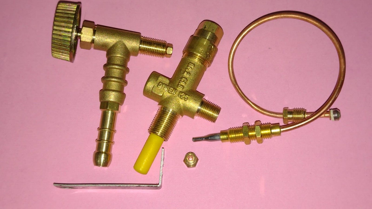KIT TRASFORMAZIONE RUBINETTO VALVOLATO + TERMOCOPPIA GPL E METANO X BRUCIATORI