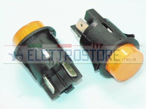 INTERRUTTORE BIPOLARE LUMINOSO GIALLO TONDO 16A 250V ø 25 mm