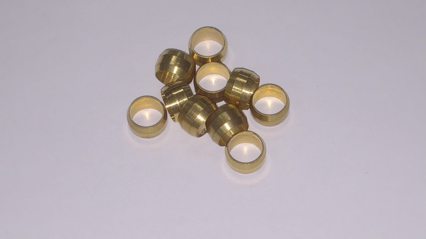 BICONO 8mm interno 10mm ESTERNO 6mm LUNGHEZZA in OTTONE 10pz