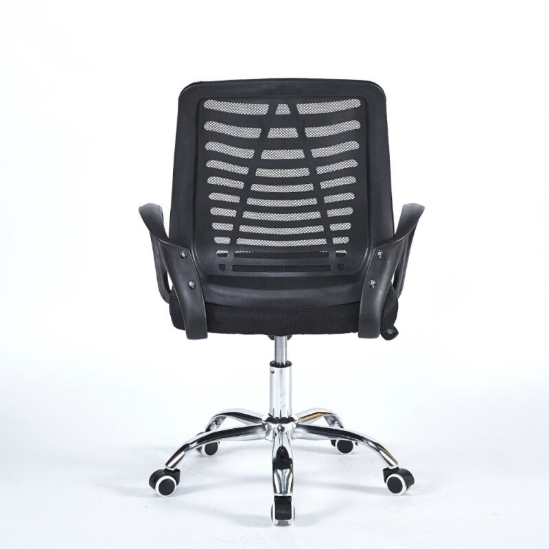 Poltrona ufficio New Bisk 48x51x88 cm. con mesh nero e base cromata NERA
