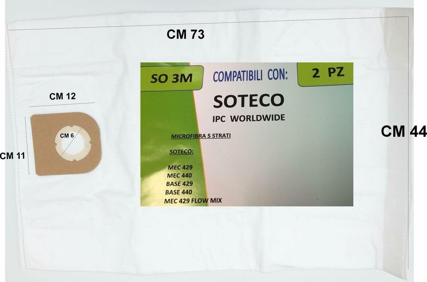 2 SACCHI SACCHETTI MICROFIBRA ASPIRAPOLVERE SOTEGO MEC 429 440 BASE SO 3M