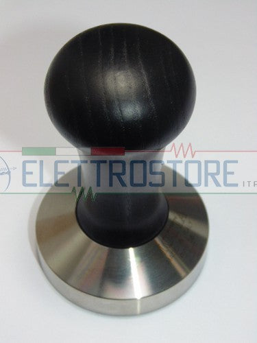 PRESSINO MANICO LEGNO NERO CON BASE INOX D.58mm FONDO PIATTO PRES764