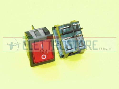 INTERRUTTORE LUMINOSO ROSSO 0-1 4 CONTATTI 31,5x25mm 250V 8A