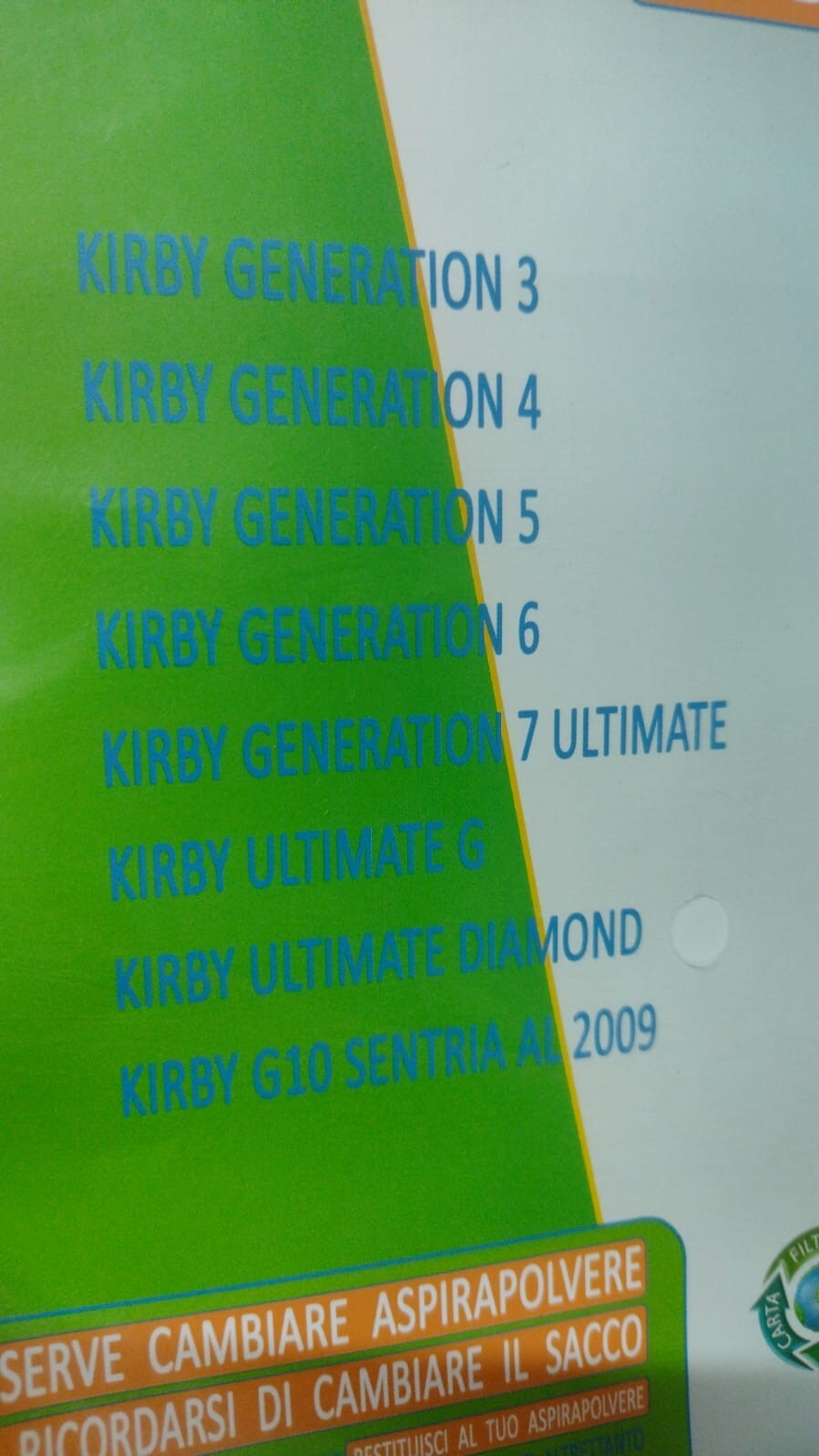 KI81 KIRBY SENTRIA 5 SACCHETTI G1 - G2 - G3 - G4 - G5 - G6 - G7 - G8 IN CARTA