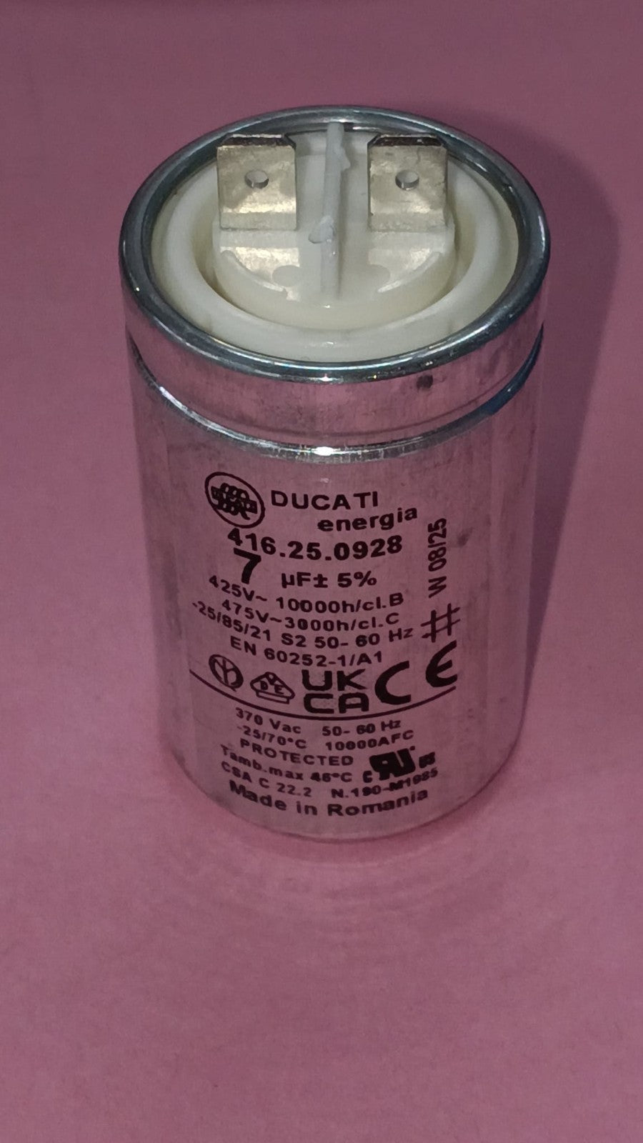 CONDENSATORE DUCATI 7UF 475V LAVASTOVIGLIE asciugatrice INDESIT CANDY NO PERNO