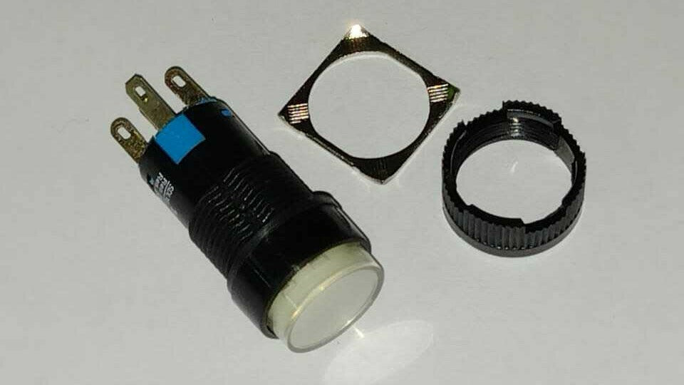 PULSANTE LUMINOSO CIRCOLARE BIANCO DC 30V 50A AC 250V 3A 11AD/24V