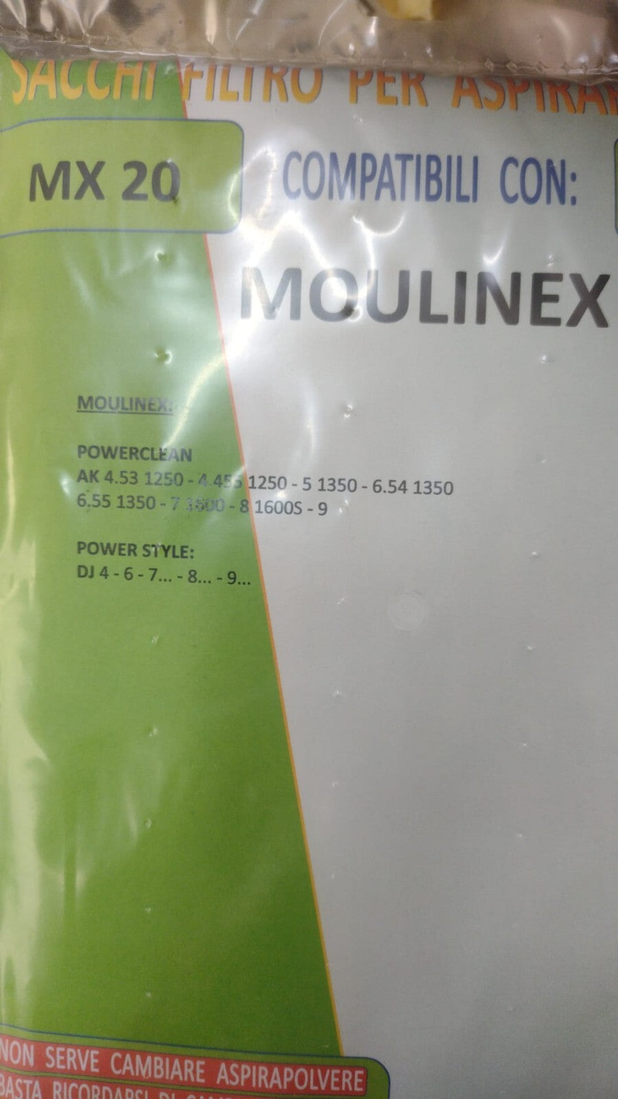 MOULINEX 8 SACCHETTI ASPIRAPOLVERE MOULINEX POWERCLEAN POWER STYLE MX20