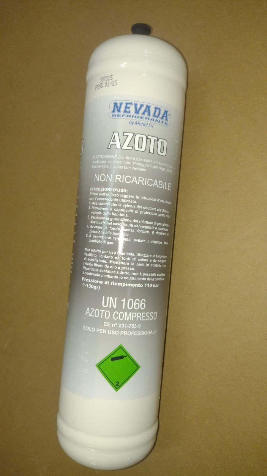 BOMBOLA AZOTO 110 BAR NEVADA BN2/1 TPED 1LT AZOTO 0.001 MC