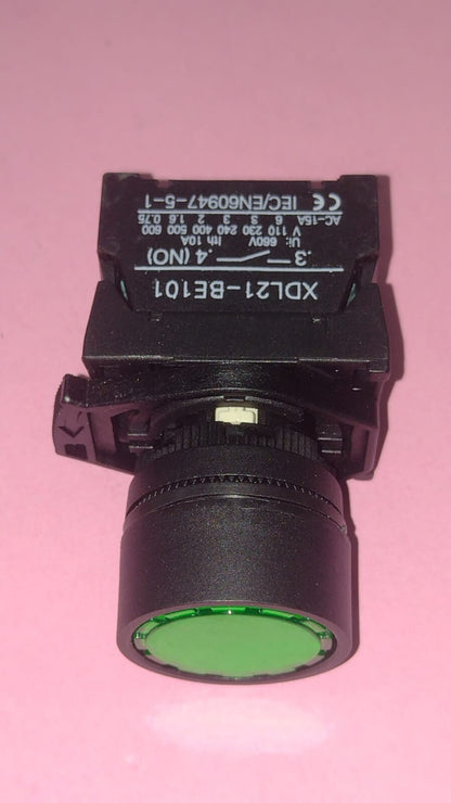 PULSANTE LUMINOSO A GHIERA E LED 24V VERDE NORMALMENTE APERTO