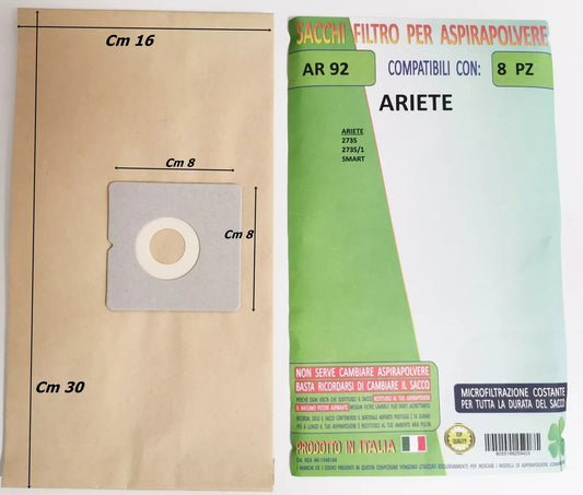 8 SACCHETTI ASPIRAPOLVERE  ARIETE 2735 2735/1 SMART AT5185392700