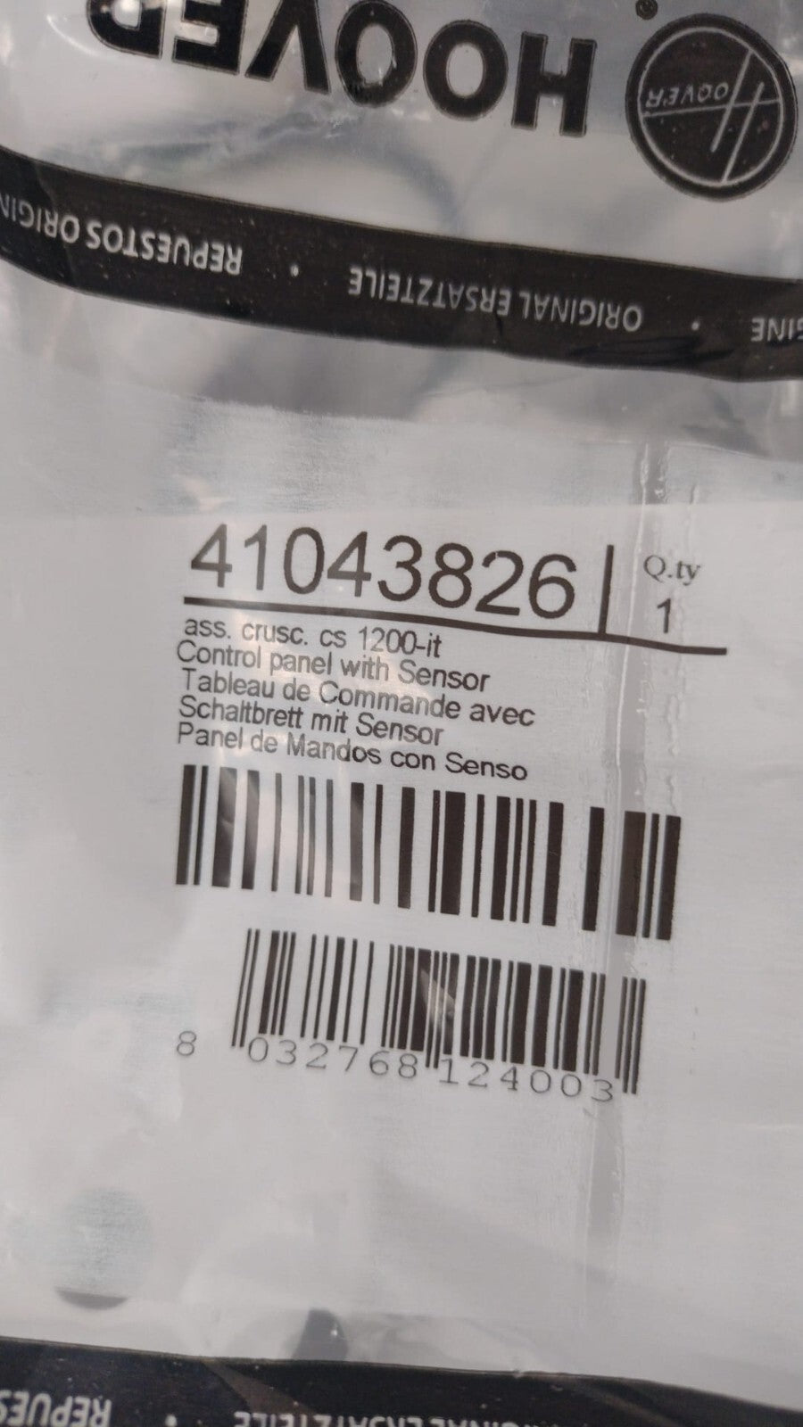 CRUSCOTTO LAVATRICE CANDY HOOVER ORIGINALE 41043826