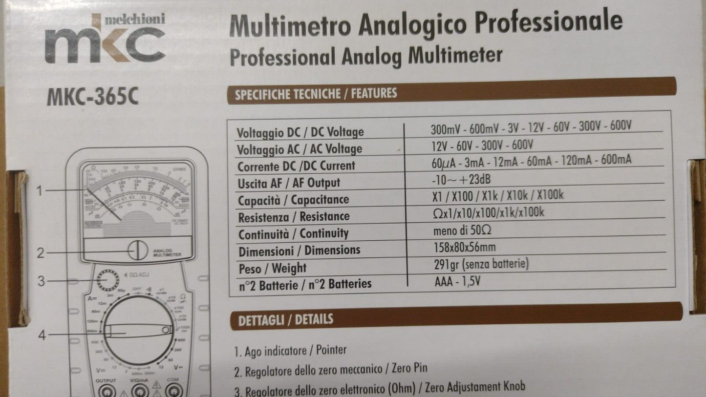 MULTIMETRO TESTER ANALOGICO MKC-365C 530135305