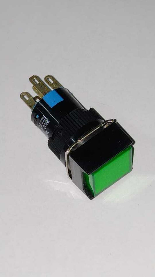 PULSANTE LUMINOSO QUADRATO VERDE DC 30V 50A  AC 250V 3A 24V