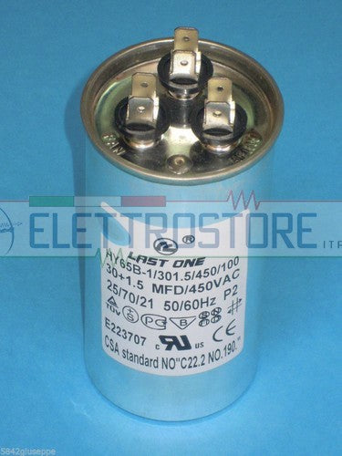 CONDENSATORE DOPPIO CONDENSATORE 30mf + 1,5mf 400V 50/60HZ IN ALLUMINIO