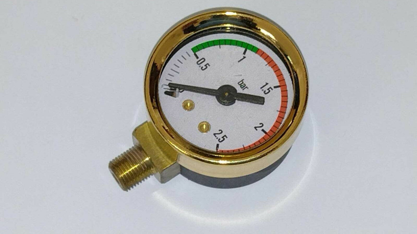 MANOMETRO PAVONI 0/2,5 BAR DORATO FILETTO 1/8  Diam.40mm CORNICE DORATA 5501129