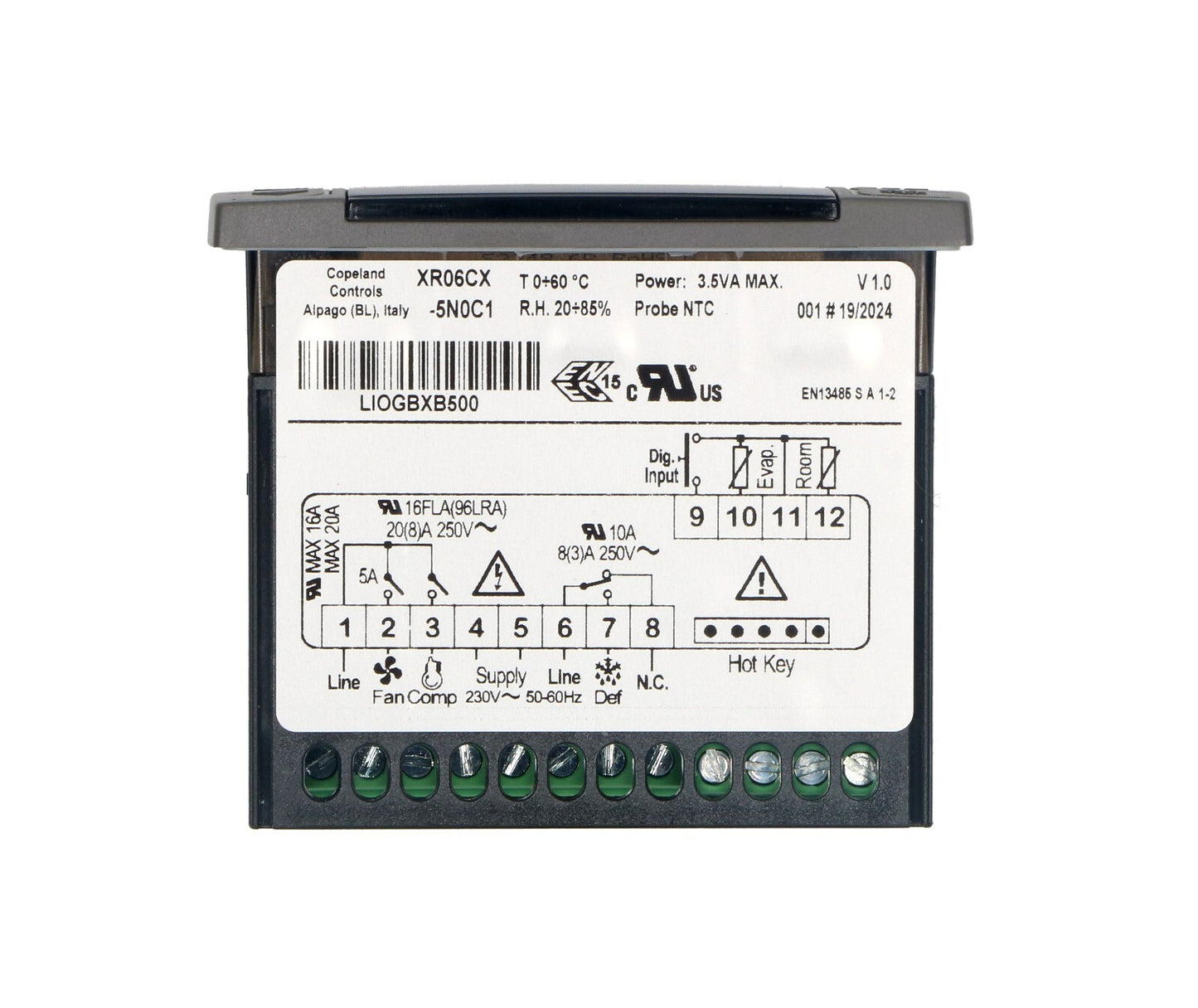 TERMOSTATO DIGITALE 230V EMERSON XR06CX, XR06CX-5N0C1