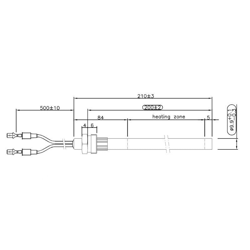 Resistenza Stufa pellet 3/8 300 W Lung 200mm diam 9,9 HT78899 14701107