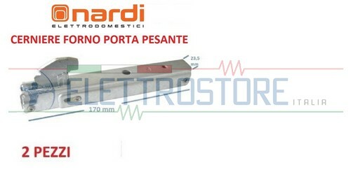 NARDI - COPPIA CERNIERE FORNO PORTA 3 VETRI 17 X 23,5 CM SPORTELLO MOLLE