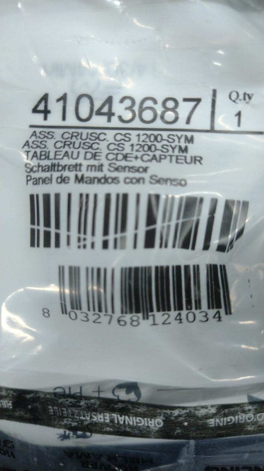 ASSIEME CRUSCOTTO PER LAVATRICE CANDY HOOVER CS 1200-SYM ORIGINALE 41043687