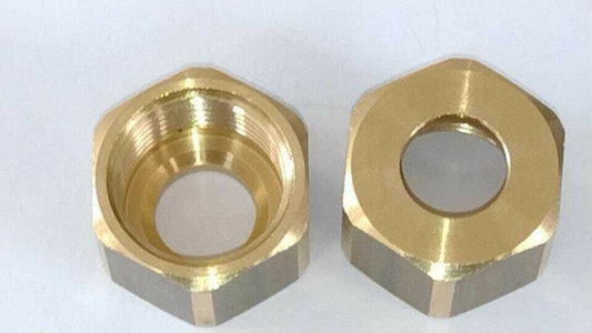 DADO in OTTONE FILETTO 1/4" FORO Diametro 6mm PER BICONO 1pz
