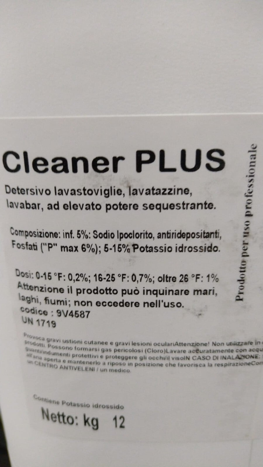 DETERSIVO LAVASTOVIGLIE CLEANER PLUS Kg.12 -USO PROFESSIONALE