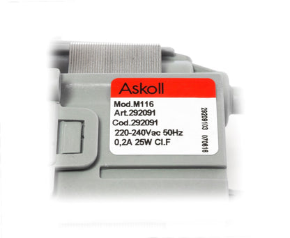 POMPA SCARICO LAVATRICE ASKOLL 25W ASKOLL M116 ARISTON REX CANDY WHIRPOOL BEKO
