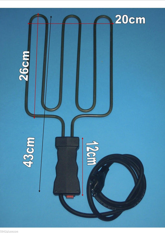 RESISTENZA PER BISTECCHIERA 2000W CON MANICO FERRARI OPTIMA G3 GIULIETTA 32x20CM