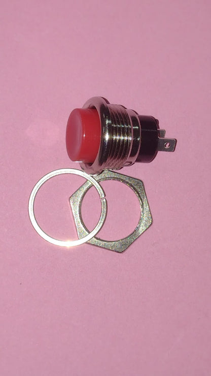 Pulsante N.A. Contatti a Saldare 3A-125V Rosso NAP/57R-C Pulsante Citofoni ⌀16mm