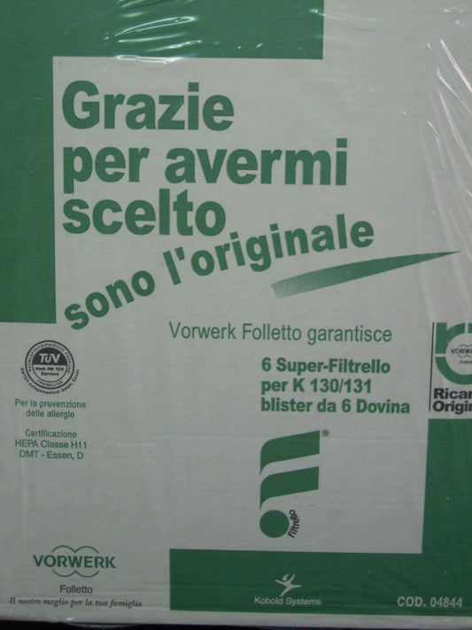 6 SACCHETTI+6 PROFUMATORI  VORWERK FOLLETTO K130/131 VORWERK 04844