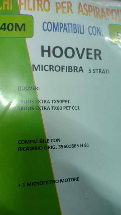 HV40M 5 SACCHI ASPIRAPOLVERE HOOVER TELIOS EXTRA TX50PET TX60 PET 011 35601865