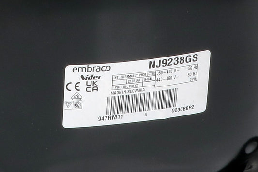 COMPRESSORE EMBRACO NJ9238GS R404a 32,7cc TRIFASE