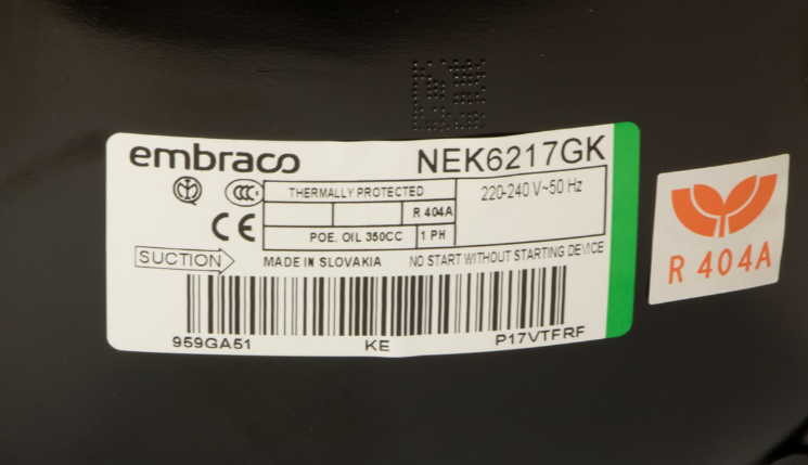 COMPRESSORE EMBRACO NEK6217GK R404a MHBP 14,3cc
