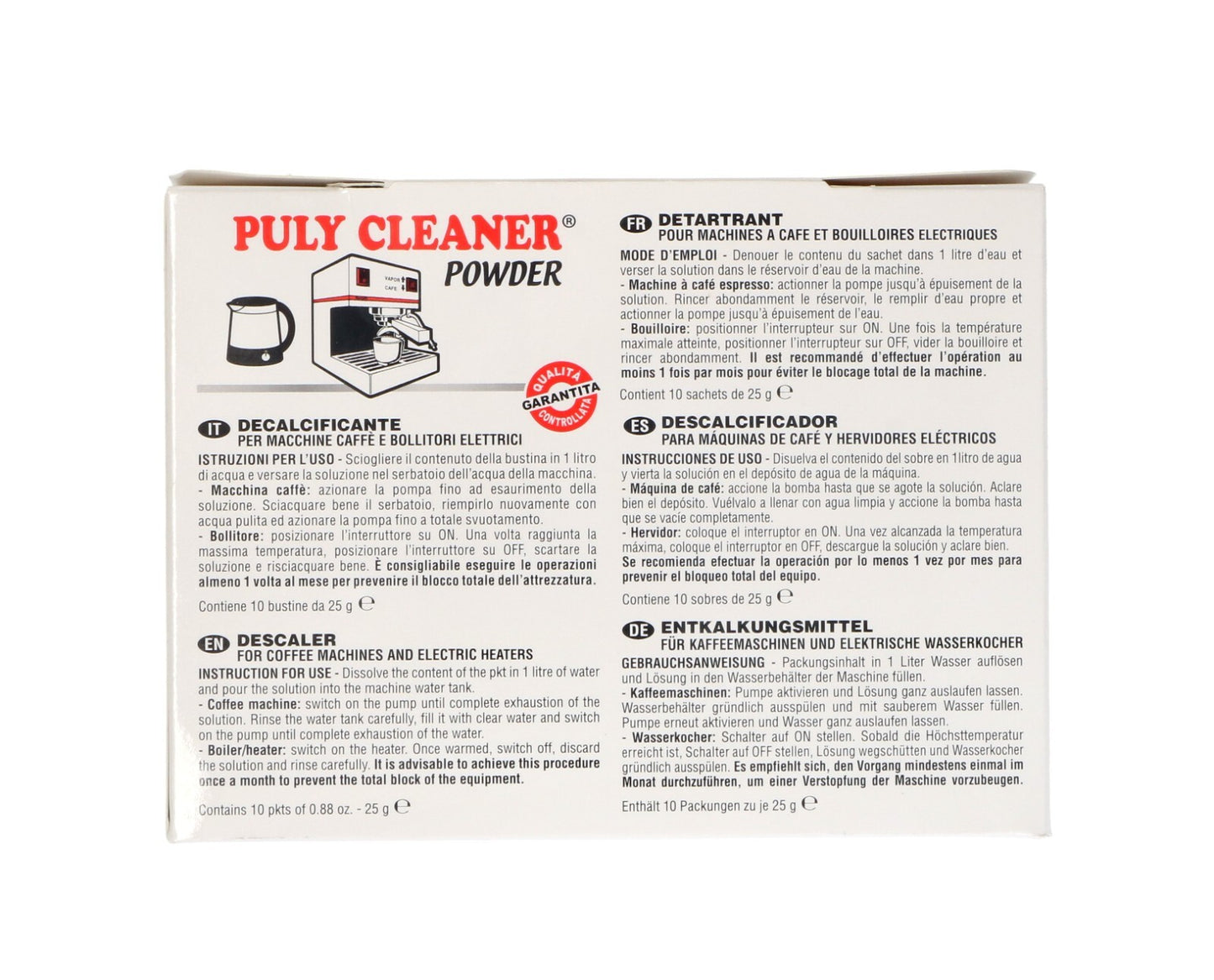 PULY CLEANER DETERGENTE MACCHINE DA CAFFÈ  10pz 25gr