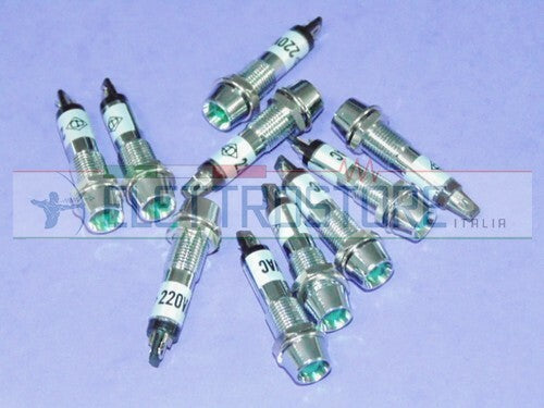 SEGNALATORE LUMINOSO METALLICO SPIA LUMINOSA VERDE 220V 1pz