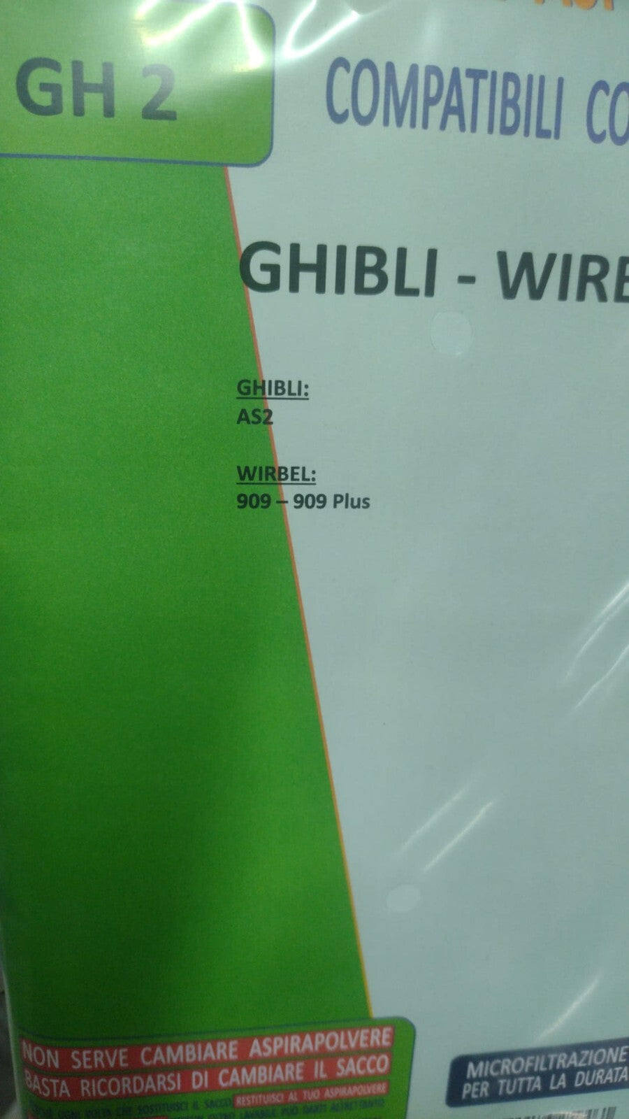 GH2 5 SACCHETTI ASPIRAPOLVERE GHIBLI AS2 WIRBEL 909-909 PLUS