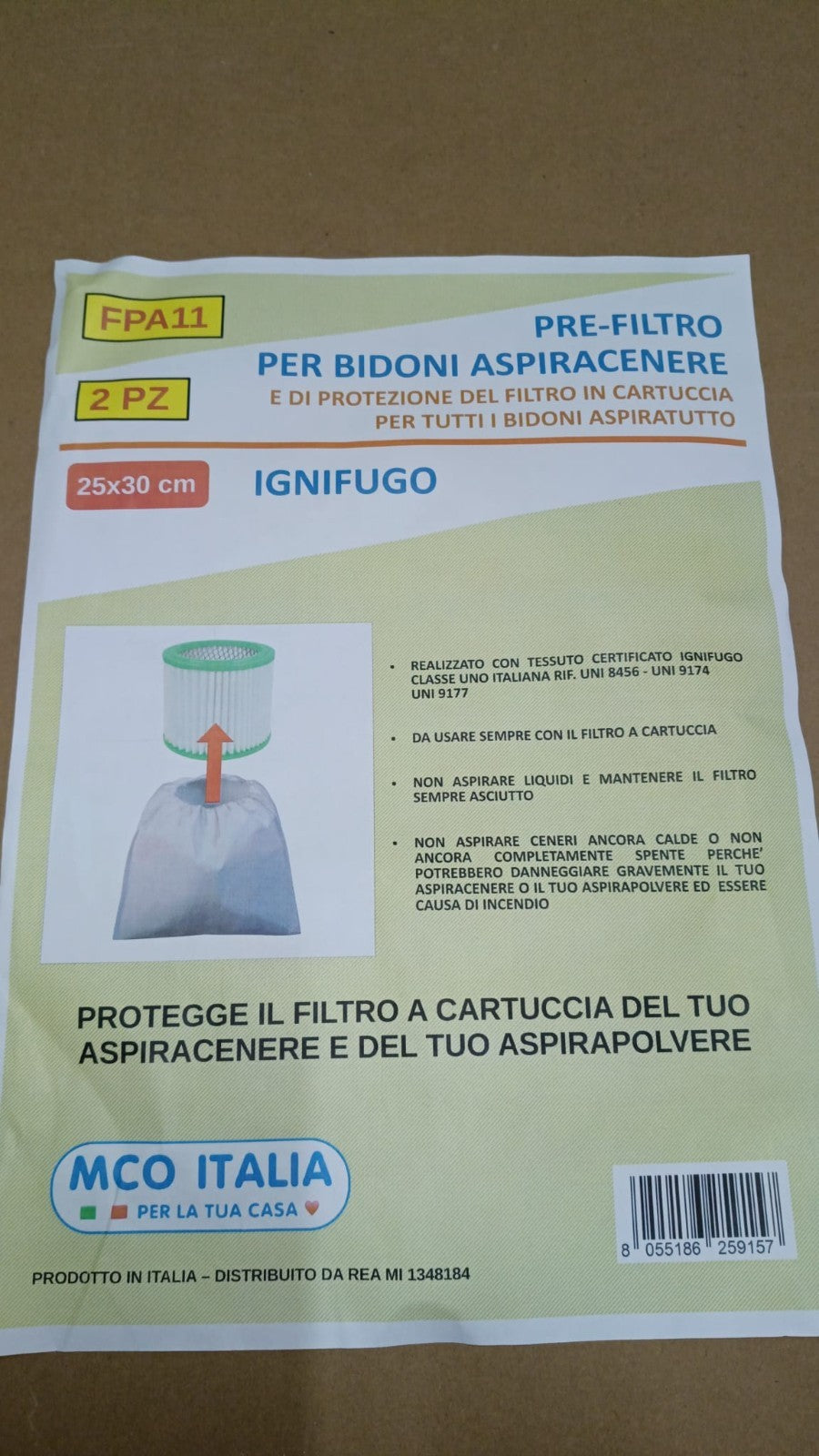 PRE FILTRO per BIDONI ASPIRACENERE KIT2pz IGNIFUGO FPA11