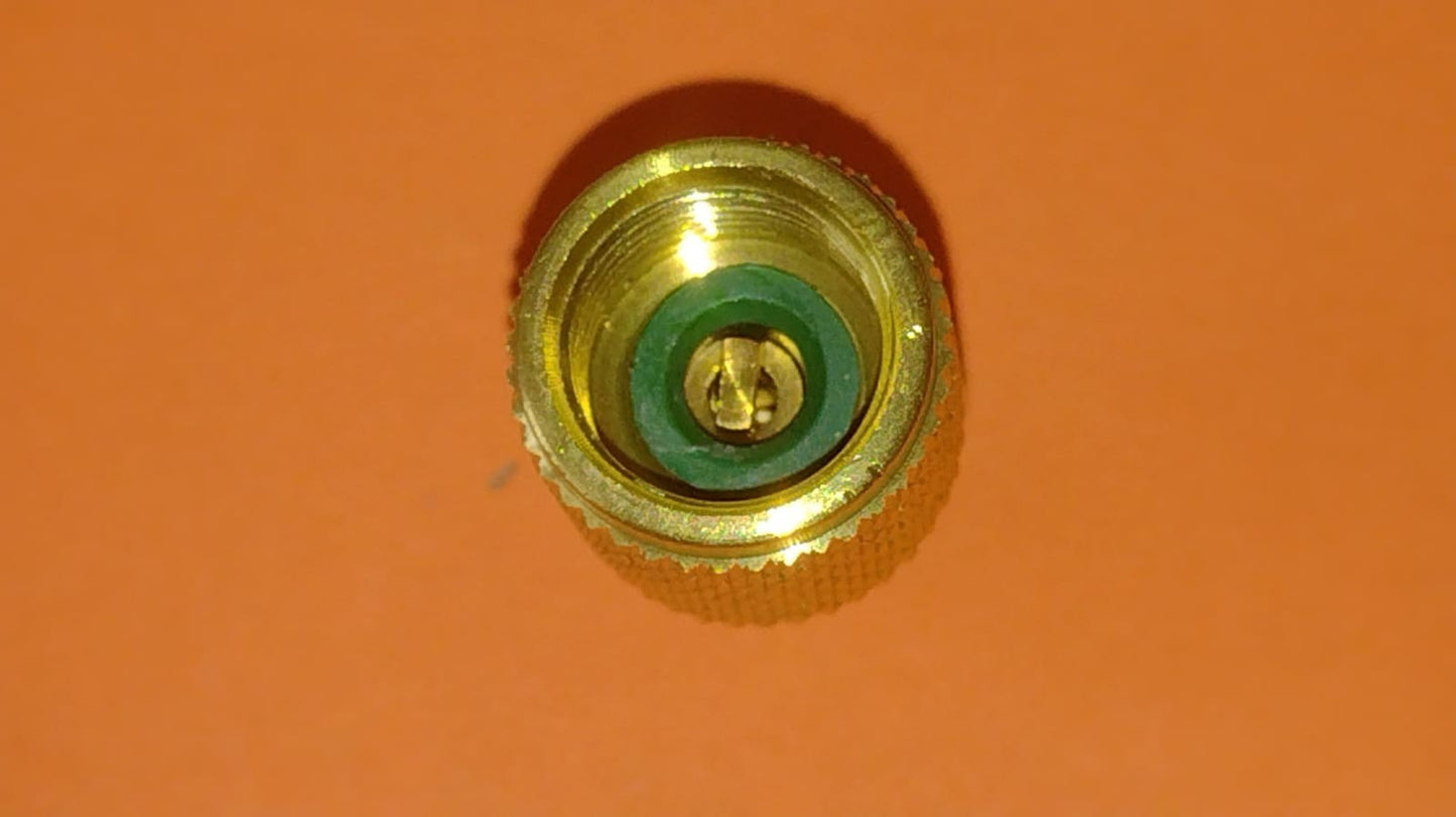Adattatore con depressore per bombole gas R410a Maschio 1/4 Femmina 5/16