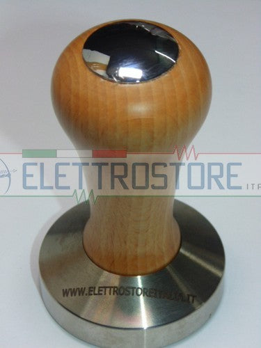 PRESSINO TOP CLASS, LEGNO NATURALE CON BASE INOX DIA 58mm FONDO PIATTO PRES997T