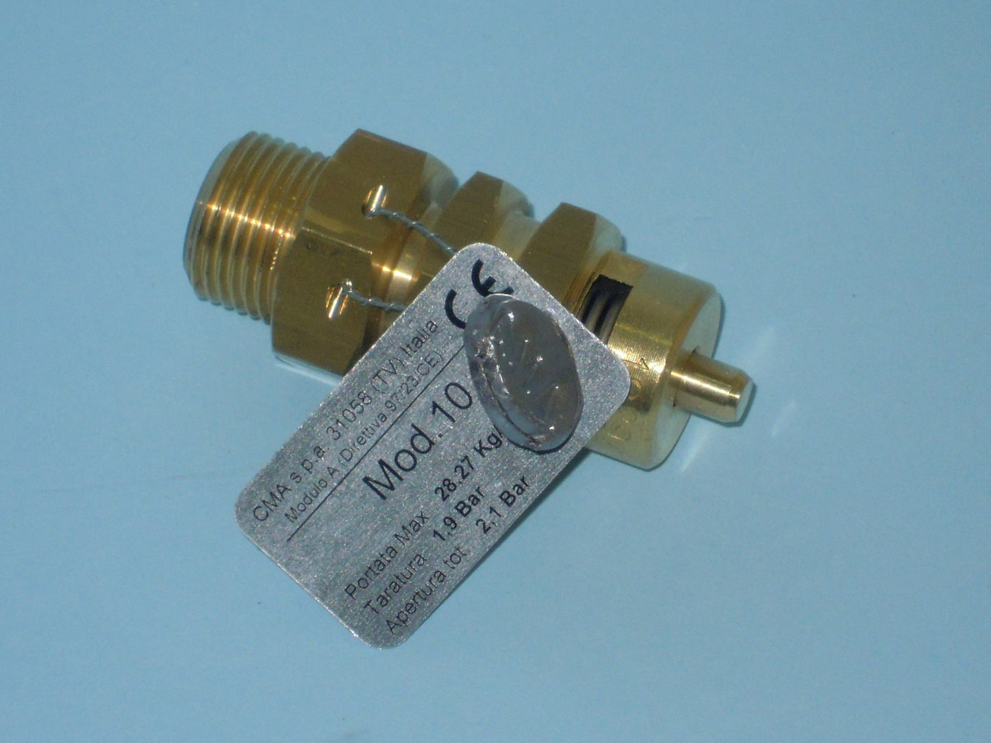 VALVOLA DI SICUREZZA PORTATA MAX 28,27 BAR TARATURA 1,9 BAR APERTURA 2,1 BAR 3/8