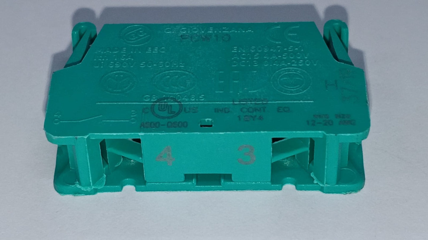 GIOVENZANA CONTATTO DI RICAMBIO VERDE 16A 250V 9014070 FUNZIONE NO A MOLLA
