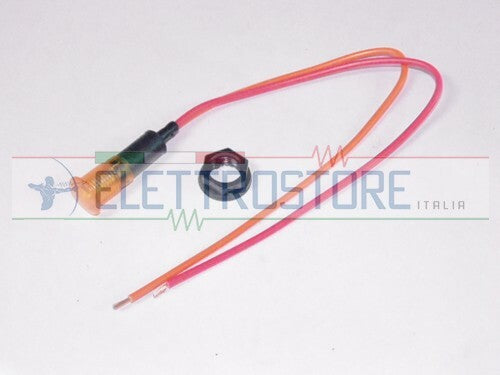 SEGNALATORE LUMINOSO SPIA LUMINOSA GIALLO/ARANCIO 220V FILETTO 10mm CON DADO