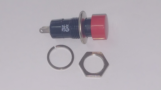 PULSANTE N.A. A SALDARE 25V PUSH ON ROSSO DIAMETRO FILETTO 11,5mm