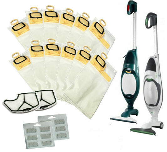 SACCHETTI FOLLETTO VK 140 VK 150 12PZ +12 PROFUMI +2 FILTRO MOTORE SACCHI FILTRI