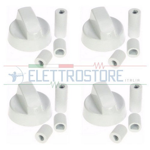 MANOPOLA UNIVERSALE PER CUCINA A GAS BIANCHE INNESTO 6 -7 - 8mm 4 PEZZI