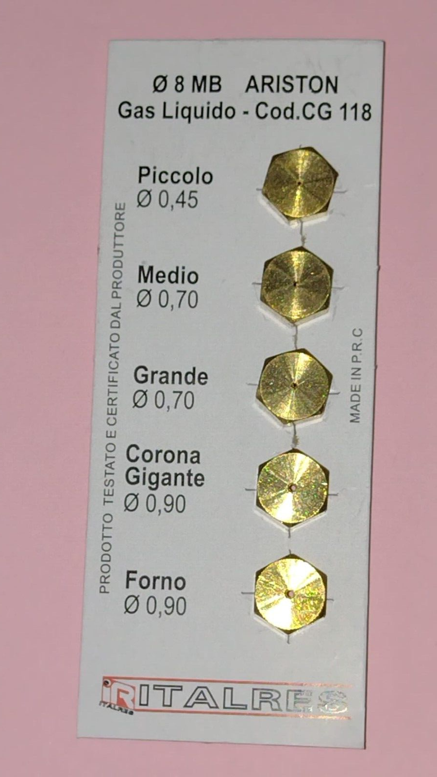 BOMPANI-BOREAL UGELLI INIETTORI CUCINA 4 FUOCHI+FORNO GAS GPL FILETTO 8mb