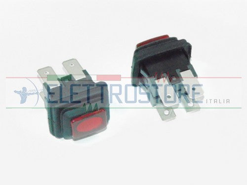 interruttore a pressione dimensioni di montaggio 19x13mm rosso 2NO 250V 16A